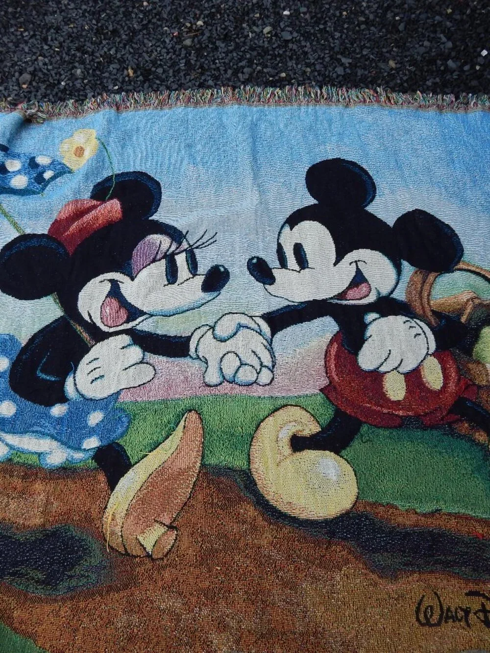 Walt Disney World Mickey & Minnie Mouse Blanket Tapestry Woven Throw 60